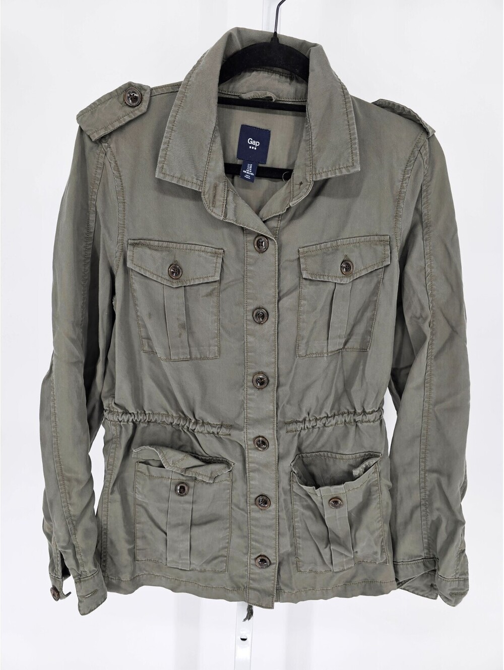 GAP Womens Sz M Button Up Utility Style Safari Jacket Olive Green - Picture 1 of 3